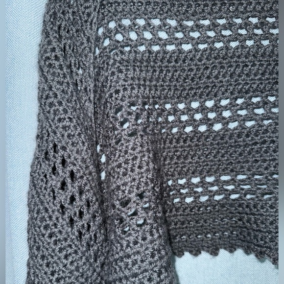 Crochet Charcoal Shoulder Shrug. Handmade. - Picture 2 of 4